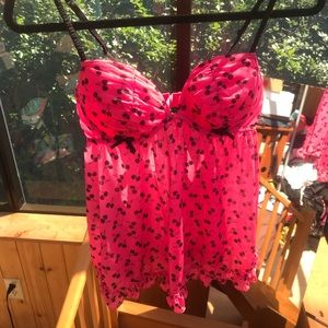 LA SENZA | Hot pink cherry print babydoll